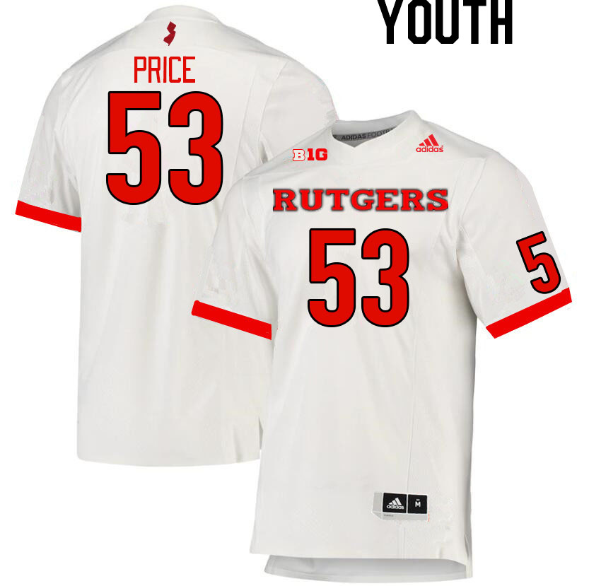 Youth #53 Q'yaeir Price Rutgers Scarlet Knights College Football Jerseys Stitched Sale-White